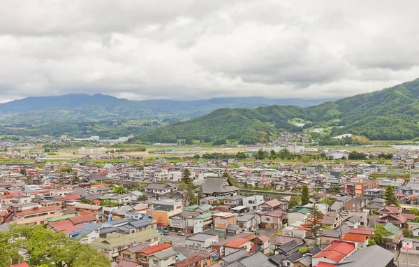 Veduta della città di Kaminoyama dal Castello di Kaminoyama, Giappone — Foto Stock