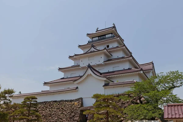 Donjon van Aizu-Wakamatsu kasteel (Tsuruga-jo), Fukushima Prefectu — Stockfoto