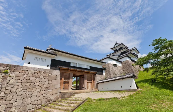 Donjon ve kapısı Shirakawa kale, Fukushima ili, Japonya — Stok fotoğraf