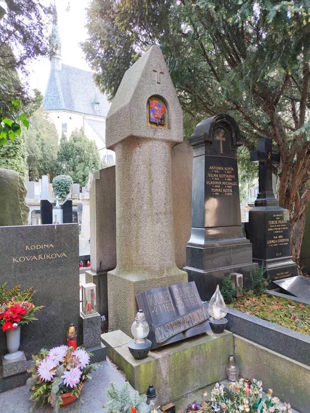 Praga República Checa Marzo 2020 Tumba Karel Capek Esposa Cementerio —  Fotos de Stock