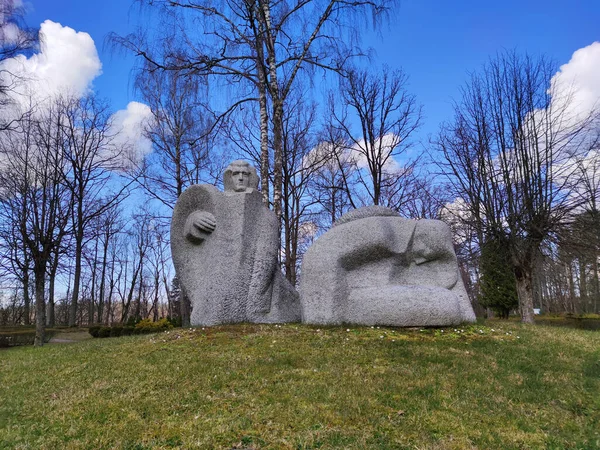 Sigulda Łotwa Kwietnia 2020 Pomnik Wojny Światowej Cmentarzu Miejskim Sigulda — Zdjęcie stockowe