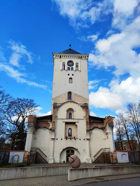 Елгава Латвия Апреля 2020 Года Колокольня Троицкой Церкви Елгаве Бывший — стоковое фото