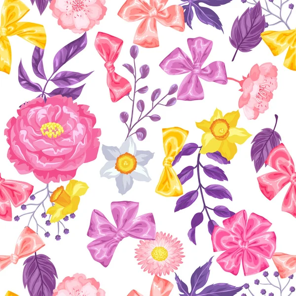 Seamless pattern with decorative delicate flowers. Easy to use for backdrop, textile, wrapping paper, wallpaper Stock Illustration