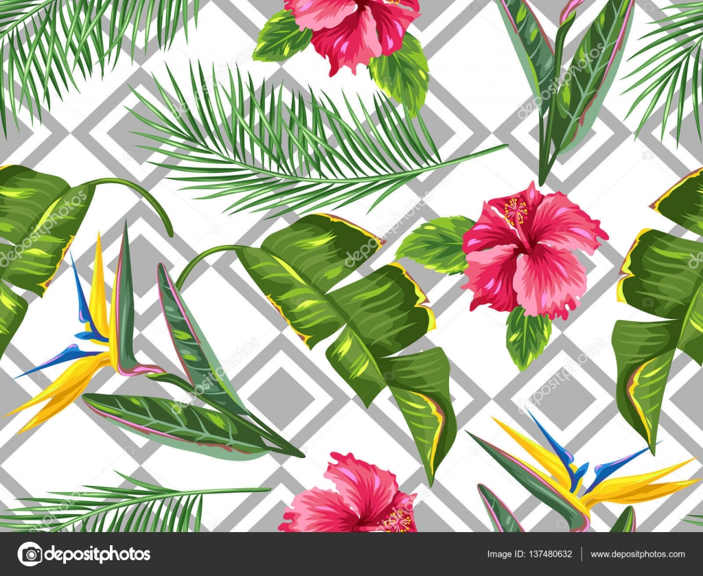 Modèle Sans Couture Avec Des Feuilles Tropicales Et De