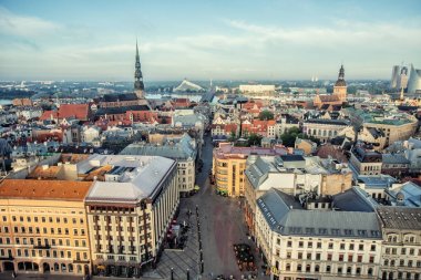 Riga şehir Dslr dron binalar fotoğraf yukarıda