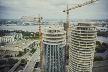 Riga şehir Dslr dron binalar fotoğraf yukarıda