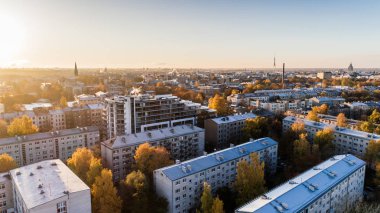 Riga şehir Dslr dron binalar fotoğraf yukarıda