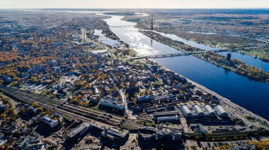 Riga şehir Dslr dron binalar fotoğraf yukarıda