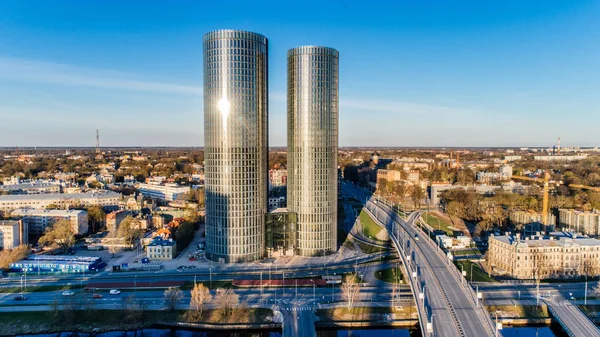 Riga city DSLR Drone Buildings photo from above