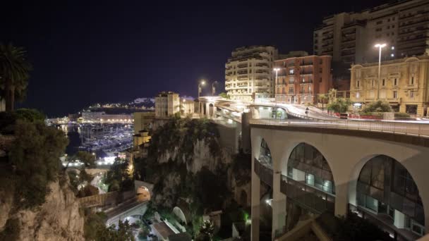 Monaco stad staden Monte Carlo natt time-lapse — Stockvideo