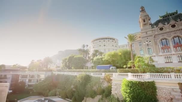 摩纳哥城市蒙特卡洛街棕榈阳光天 — 图库视频影像