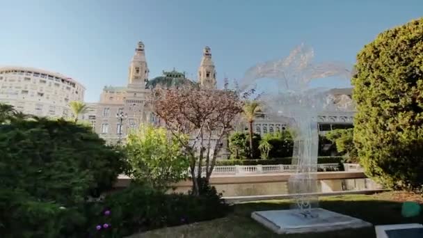 Monako město město Monte Carlo ulice palm slunečný den casino — Stock video