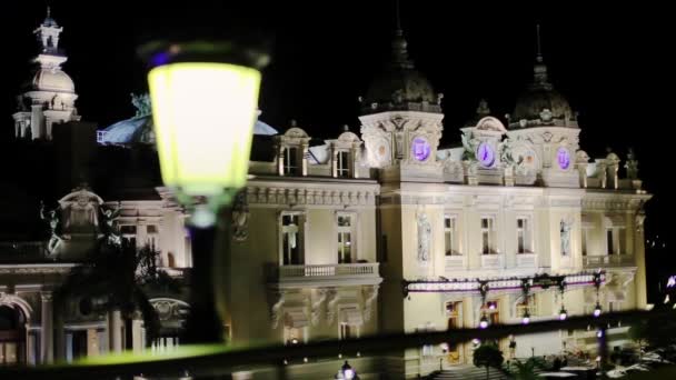 Monaco város Monte Carlo éjszaka gyorsított port yahts — Stock videók