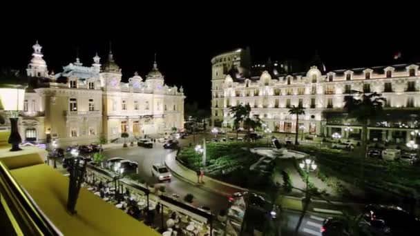 Monaco stad Monte Carlo natt time-lapse port yahts — Stockvideo