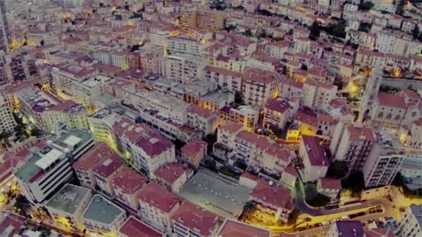 Monaco city town Monte Carlo Drone flight port yahts sea flats evening — Stock Video