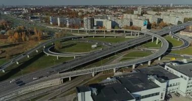 Köprü viyadük yol trafik makine dron hızlandırılmış