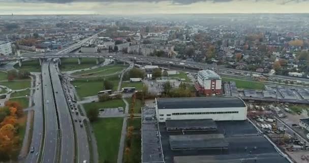 Ponte Viaduto máquina de tráfego rodoviário Drone time-lapse — Vídeo de Stock