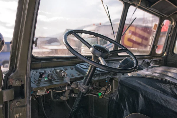 Vintage ussr car interior inside during working process — Stock Photo, Image