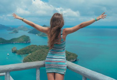 Kızlar yaz deniz genç, mutlu, lifestyle, tatil, deniz, seyahat, tatil, modeli,