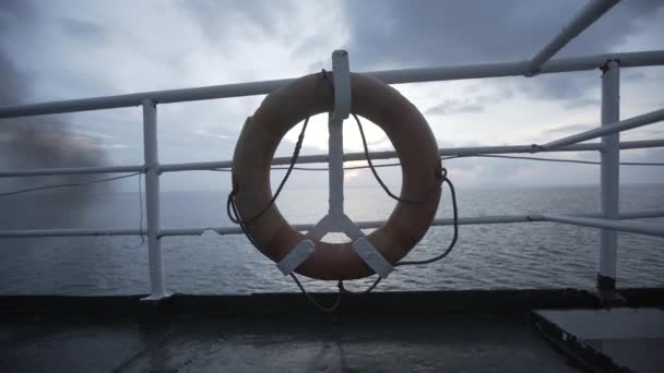 Lifebuoy ferry boat, ferry, travel, sea, lifebuoy, water, vacation, ship, life, ring — Stock Video