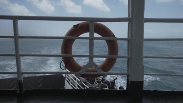 Lifebuoy ferry boat, ferry, travel, sea, lifebuoy, water, vacation, ship, life, ring — Stock Video