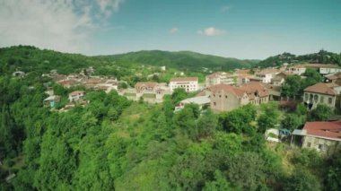 Signagi kale kilise Kafkas Dağları nehir beyaz güzellik doğa Gürcistan hayvanlar waterwall dron 4k