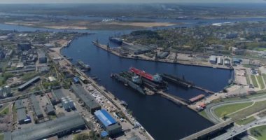 Tersane dron timelapse gemi tanker ve gemi deniz