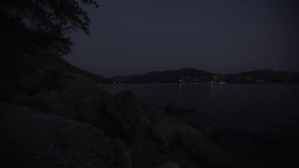 Playa de noche tailandia mar, viajes, cielo, color, paisaje phuket — Vídeo de stock