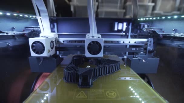 3D printer ABS plastic print, design manufacturing, cnc, machine, model production, technology led lighting — Stock Video