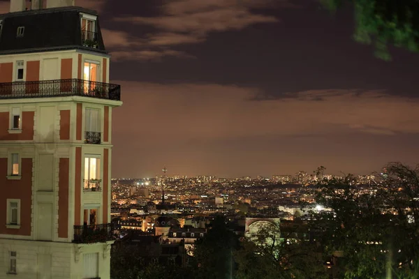 Paris night city lights, France. Tourist, summer. Buildings.