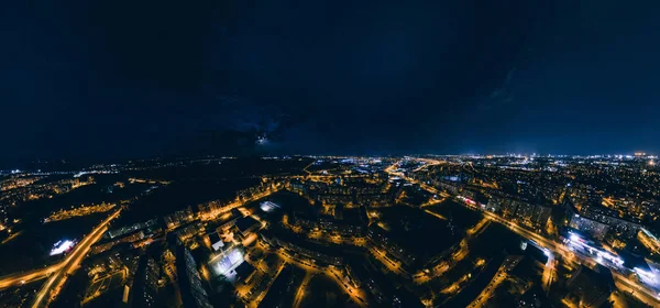 Nachts Riga 360 Vr Drone foto voor Virtual reality, Panorama — Stockfoto