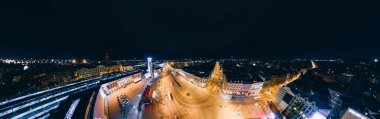 Sanal gerçeklik, dron Panorama için gece Riga şehir 360 Vr dron resim