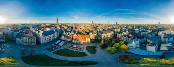 Old City Riga center drone sphere 360 vr view