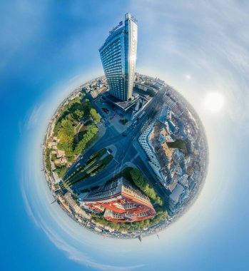 Küre gezegen şehir merkezi evleri Riga City, sanal gerçeklik, Panorama Hotel, Letonya 360 Vr dron çekime