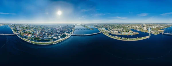 Cidade Riga Daugava rio drone esfera 360 vr vista — Fotografia de Stock