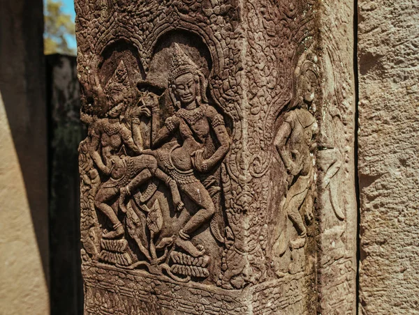 Kambodžské starověké malby a jeskynní malby na stěnách chrámu Agkor Wat — Stock fotografie