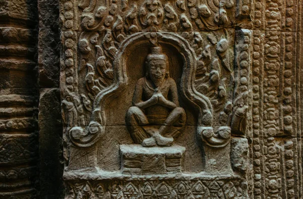 Kambodzsai Acient Murals és barlangrajzok Agkor Wat templom falain — Stock Fotó