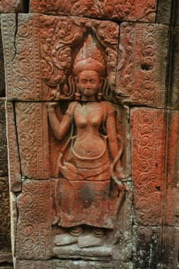 Agkor Wat tapınağının duvarlarında Kamboçya duvarları ve mağara resimleri var.