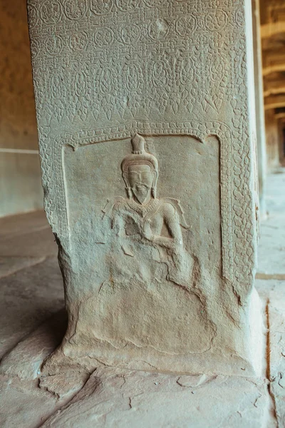 Acient Murals och grottmålningar på Agkor Wat tempelväggar — Stockfoto
