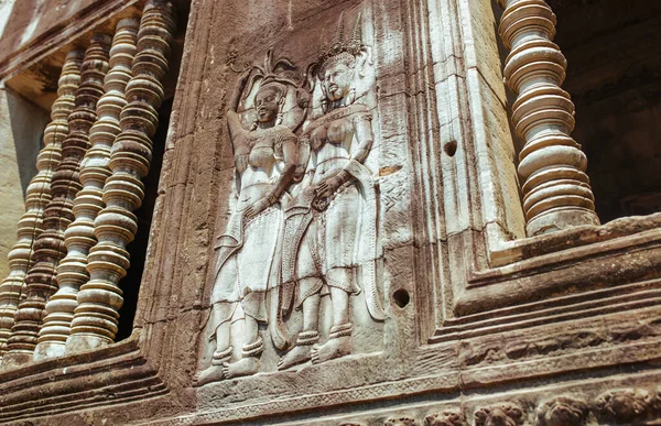Agkor Wat神庙墙壁上的远见卓识壁画和洞穴壁画 — 图库照片