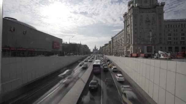Moskva stad Bilar trafik timelapse dag tid — Stockvideo