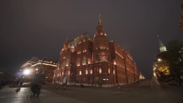 Kremlin Rode Plein 's nachts timelapse hyperlapse in Moskou stad — Stockvideo