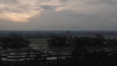 Bali Adası 'nda Pirinç Saha Gecesi 4K İHA uçağı