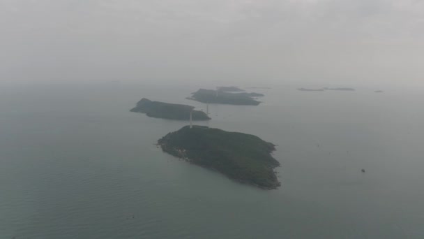 Cable car Fanicular to Pinepple Island in Vietnam 4K Drone shot — Stock Video