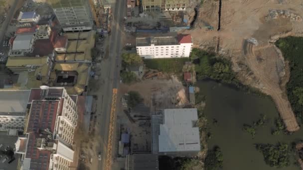 Hoteles Sitio de construcción en Sihanoukville Drone shot 4K — Vídeos de Stock