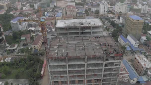 Sihanoukville Drone旅馆建筑工地 — 图库视频影像