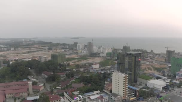 Hotels Bouw site in Sihanoukville Drone shot 4k — Stockvideo