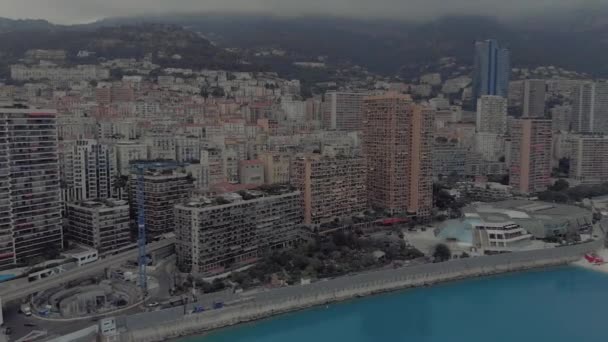 Monaco stad Frankrijk zee stad Port yahts blok van flats boten en Monte Carlo Casino — Stockvideo