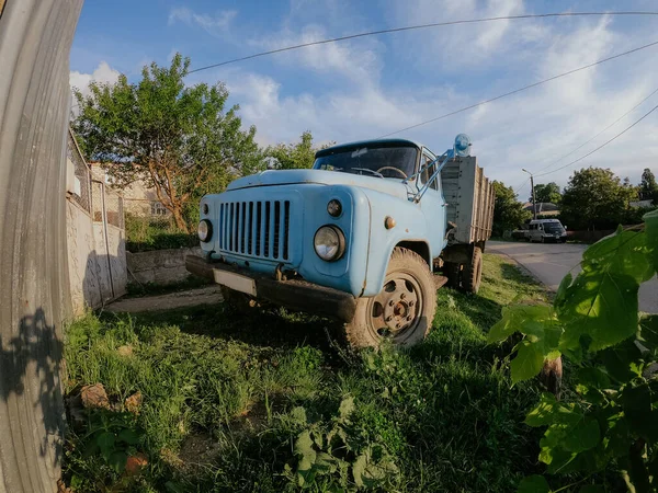 Old broken and rusty USSR times GAZ truck Car in summer Georgia — Stock Photo, Image