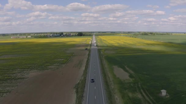 Voitures sur autoroute, speedway en Europe, Drone shot — Video